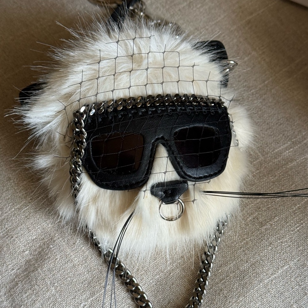 STELLA McCARTNEY “Cool Cat” Faux Fur Monster Puff Bag Charm Key Chain, NWT & Box